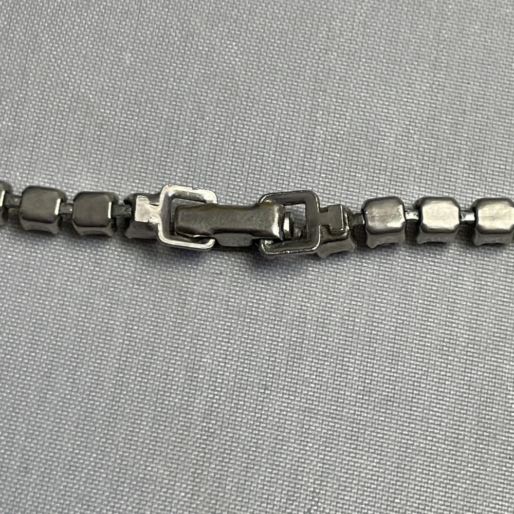 50s Rhinestone Necklace Vintage Dainty Elegant Date Night Wedding Jewelry 15" - Picture 7 of 8